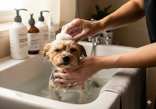 bañar perro pequeño